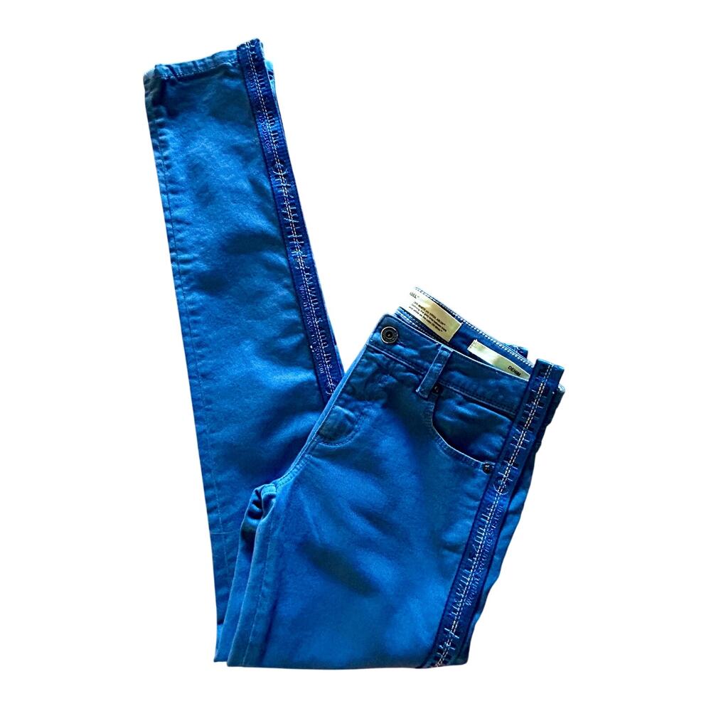 Authentic Off-White Bold Blue Skinny Jeans - Designer Streetwear Size 26 EUC